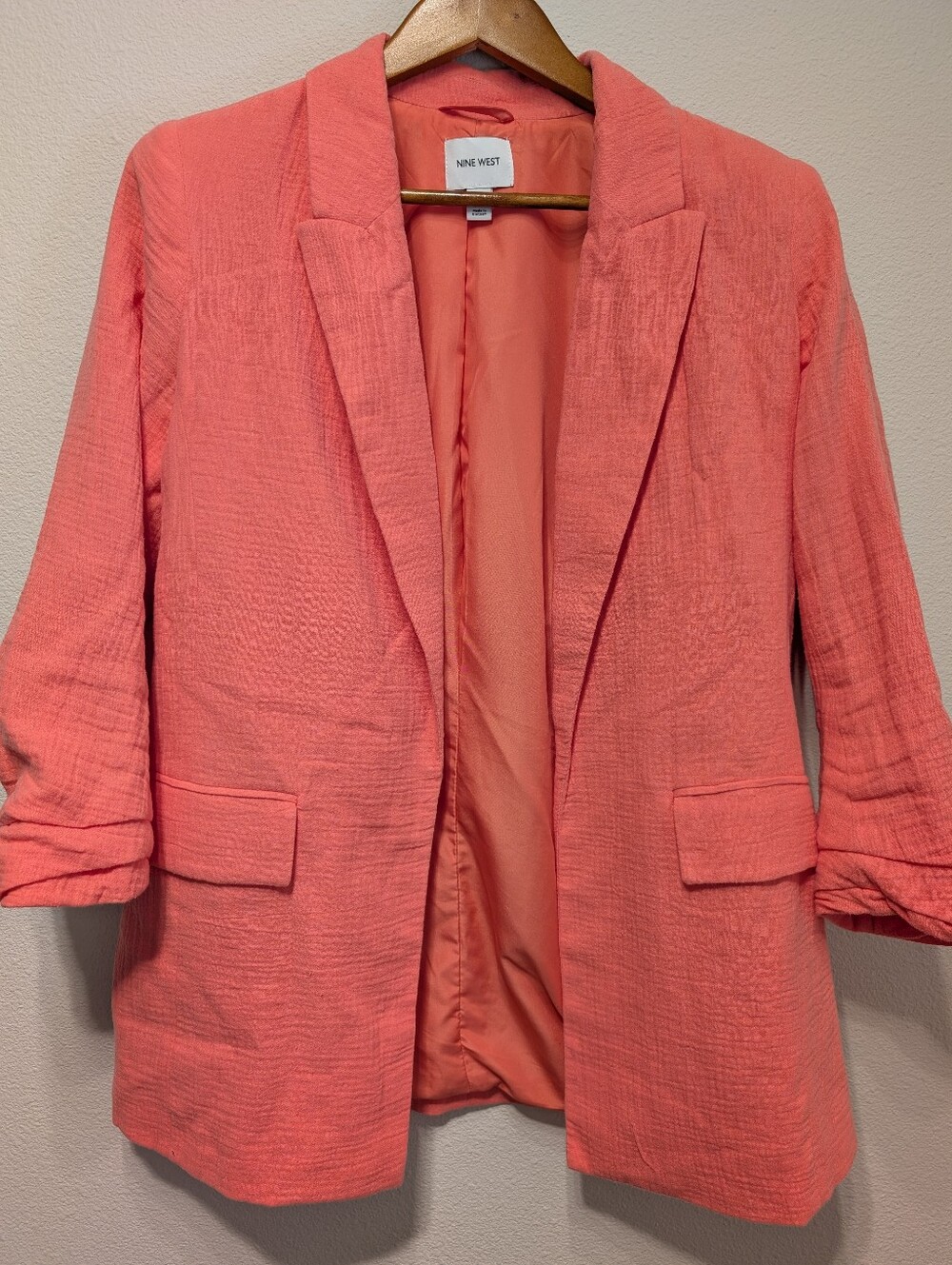 Nine West Coral Pink Textured Blazer